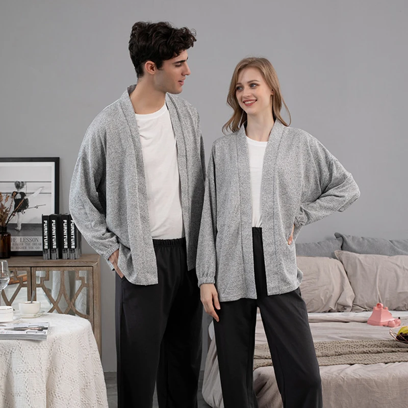 

Long Sleeve Spring Autumn Lover Couple Sweaters Women Men Top Robe Casual Sleepwear Couple Nightwear Men & Women Loungewear