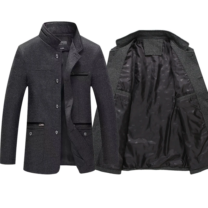 

New Men Cotton Coat Winter Wool Fashion Business Thicken Slim Overcoat Jacket Male Peacoat Brand Clothes Dropshipping
