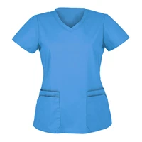 pharmacist scrubs uniforms women short sleeve v neck nurse tops clinic tunic pet grooming carer dentistry workwear overalls