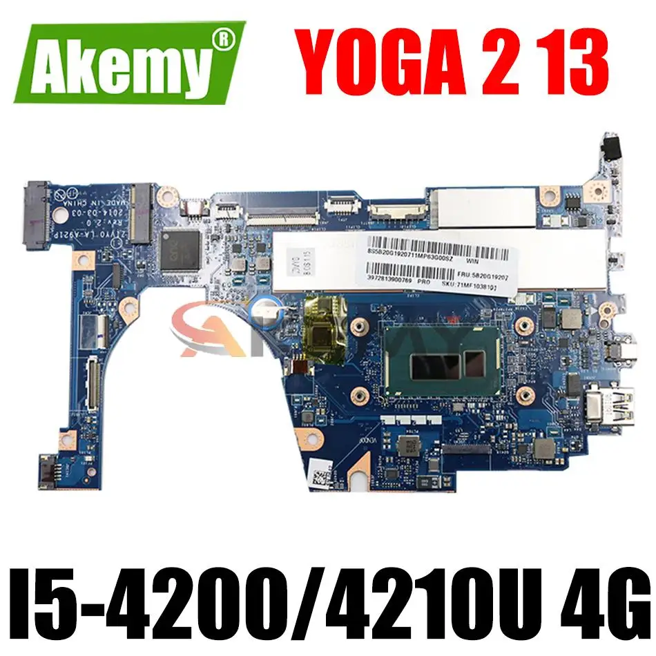 

ZIVY0 LA-A921P motherboard For Lenovo YOGA 2 13 YOGA 213 laptop motherboard W/ CPU I5-4200/4210U 4G RAM DDR3 100% fully tested