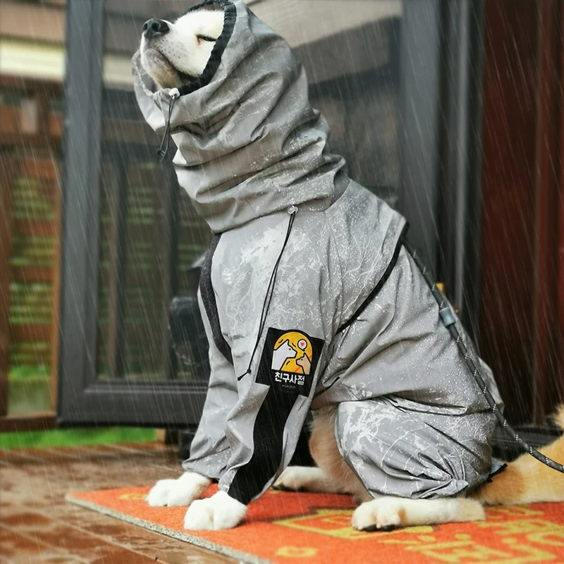 

High Quality Large Dog Raincoat Tactical Full Surround Waterproof Dog Clothes Outdoor Reflective Doberman Labrador Pet Clothes