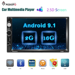 Автомагнитола Potofo, 2DIN, Android 9,1, 7 дюймов, HD 1080P, 2.5D, зеркало из закаленного стекла, 2 Гб + 16 ГБ, MP5-плеер с Wi-Fi, GPS, FM-радио