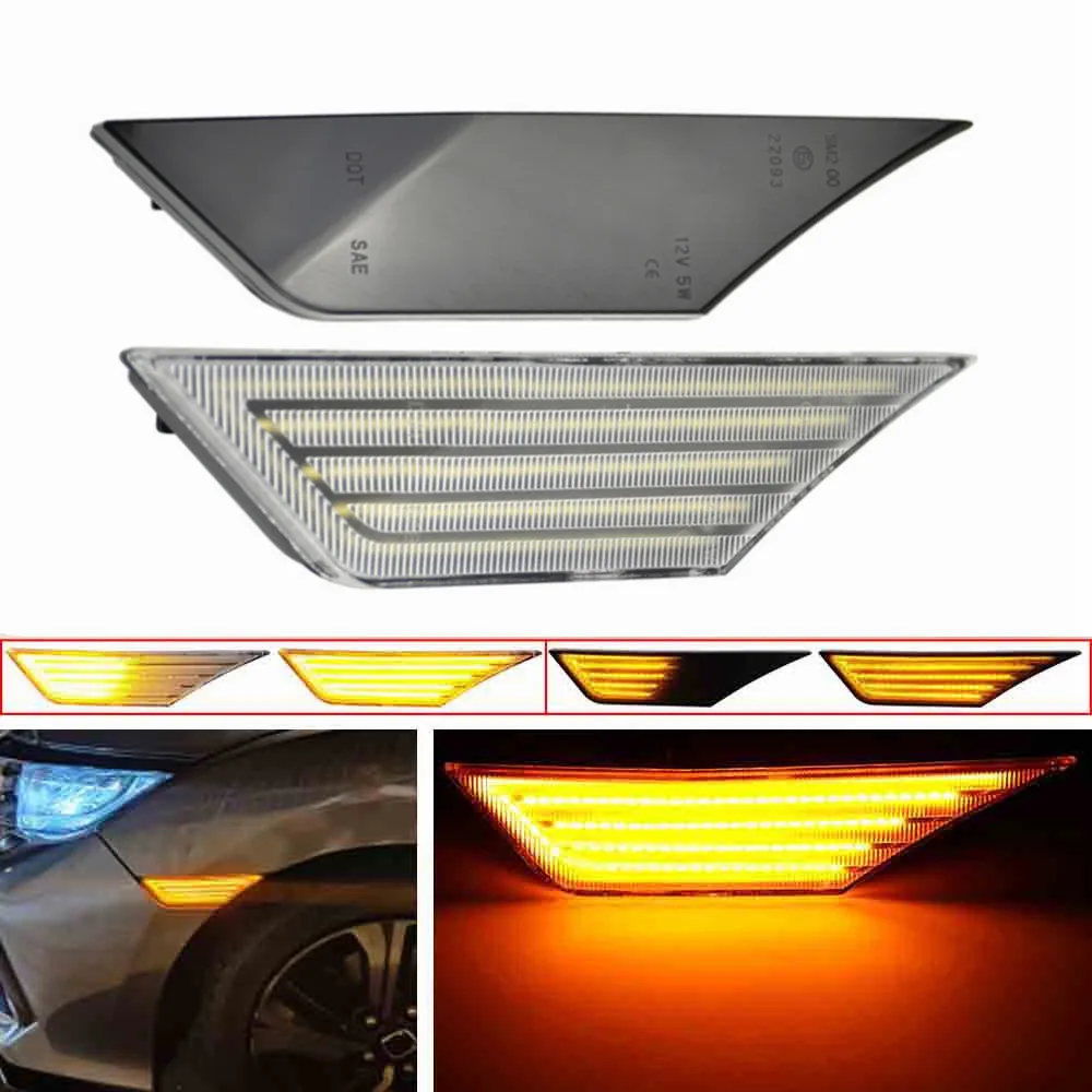 

Светодиодный динамический поворотный сигнал, боковой габаритный фонарь для Honda Civic 10 поколения, седан, купе, хэтчбек последовательная лампа ...