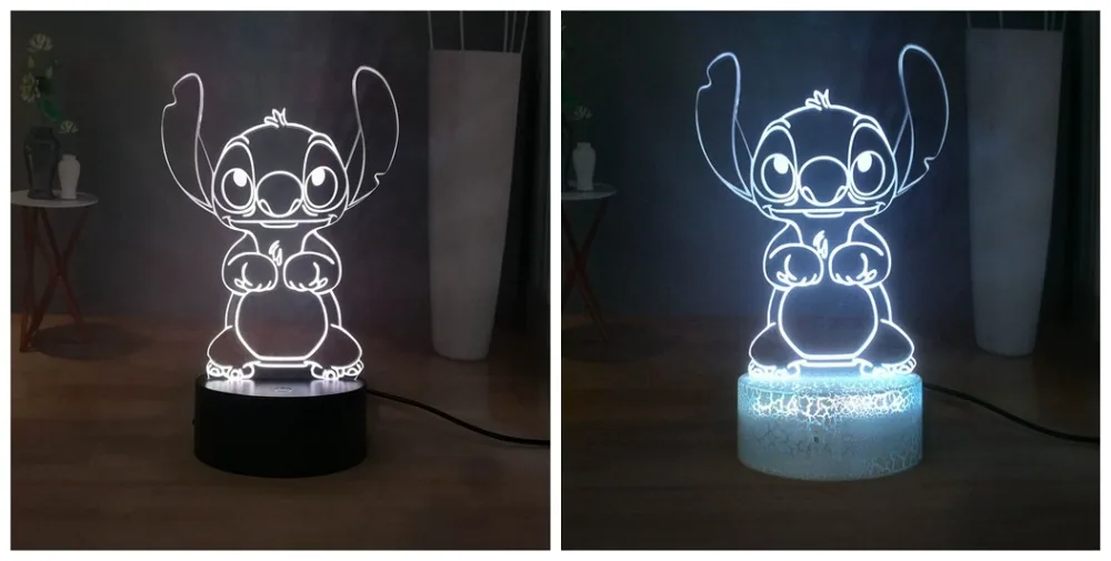 Милые Прошитые светодиодный Ночной светильник мультфильм Акриловые RGB многоцветный USB 3D Иллюзия ночной сон лампа лучший подарок на год