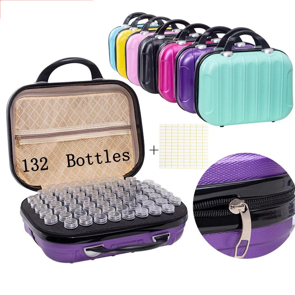 

Новый ящик для хранения для алмазной живописи на 132 бутылок, аксессуары для алмазной вышивки, ручная сумка, контейнер на молнии