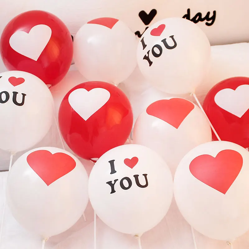 

Free Shipping Love Balloon Latex Printing ILOVEYOU Wedding Birthday Decoration Confession Propose Room DIY Romantic