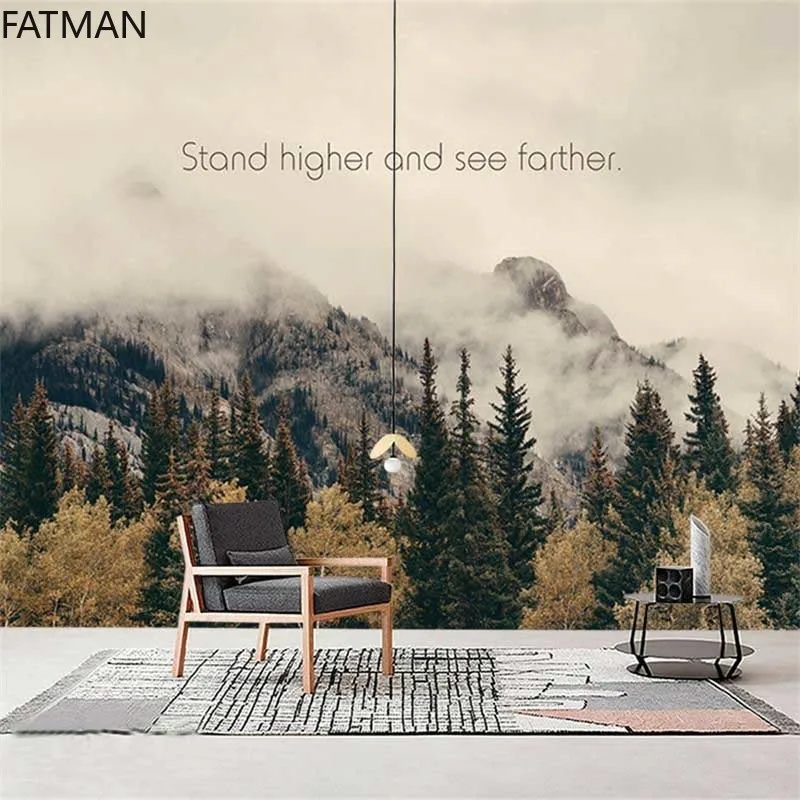 

Самоклеящиеся обои FATMAN 3d в скандинавском стиле, роскошное настенное покрытие, минималистичный лес, снег, Горный пейзаж, светильник, под зака...