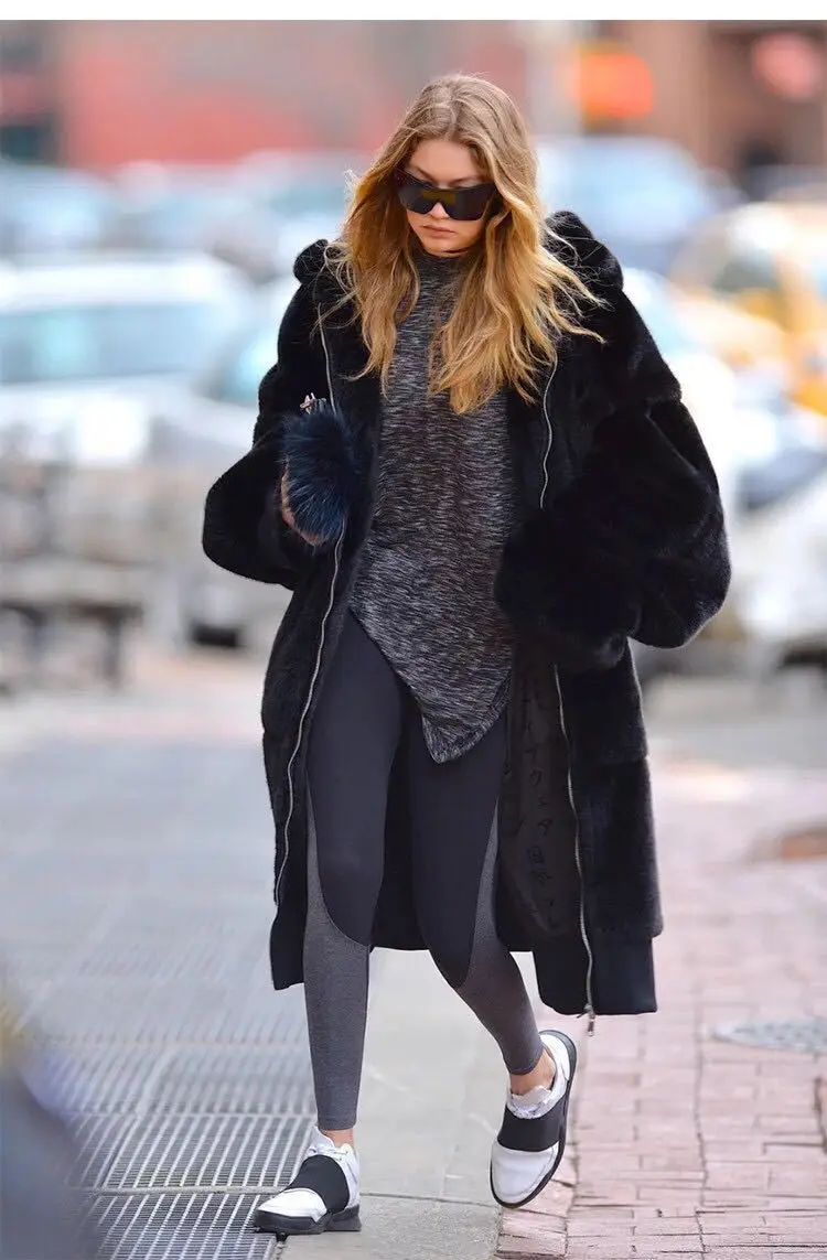 

GAMPORL Faux Fur Coat Winter Faux Rabbit Fur Plus Size Hooded Women's Fashion Lapel Coat Warm Clothes With Pockets 2021 New