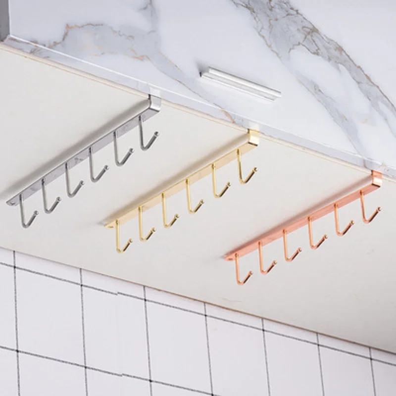 

Under-Cabinet Hanger Rack Hook-free Punching Installation Closet Storage Rack Kitchen Organizer Hook Home Decor