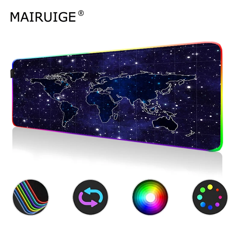 Неоновый абстрактный сверкающий RGB Мышь Pad свечение карта большой светодиодный