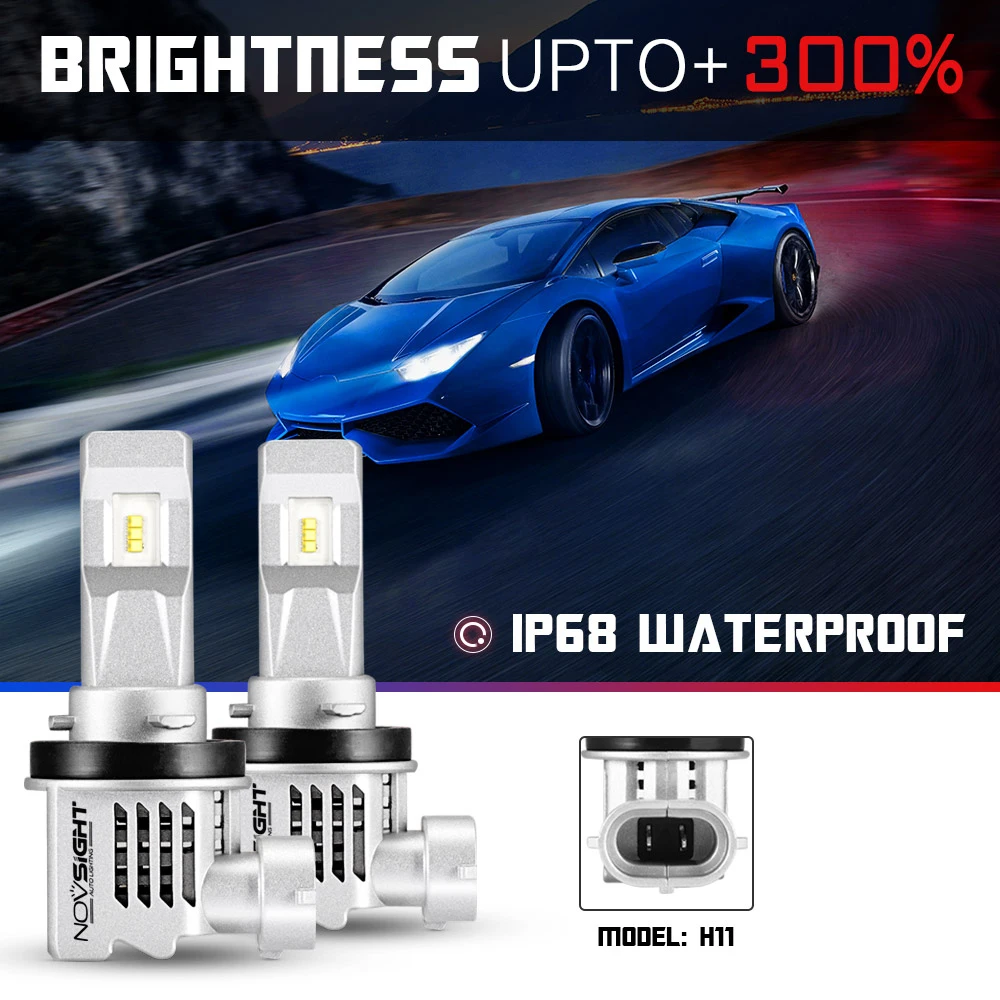 Novsight H7 H4 H3 H1 Светодиодные Автомобильные фары 6000K 10000lm Пара Автомобильные H11 9005 9006 HB2 Hi/lo луч авто фары лампы