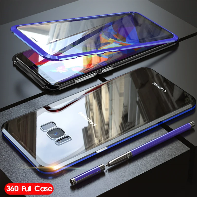 360 Полный чехол для samsung Galaxy S8 Plus S8Plus S9 Note 9 8 магнитный металлический бампер закаленное стекло чехол для samsung S8 чехол