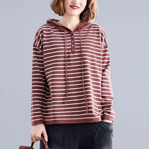 Женская толстовка с капюшоном, в полоску, с длинным рукавом, повседневная, осенняя, S1682, 2020