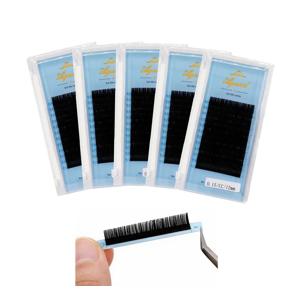 Agud 5 лотков/Лот Накладные норковые корейские шелковые ресницы натуральные
