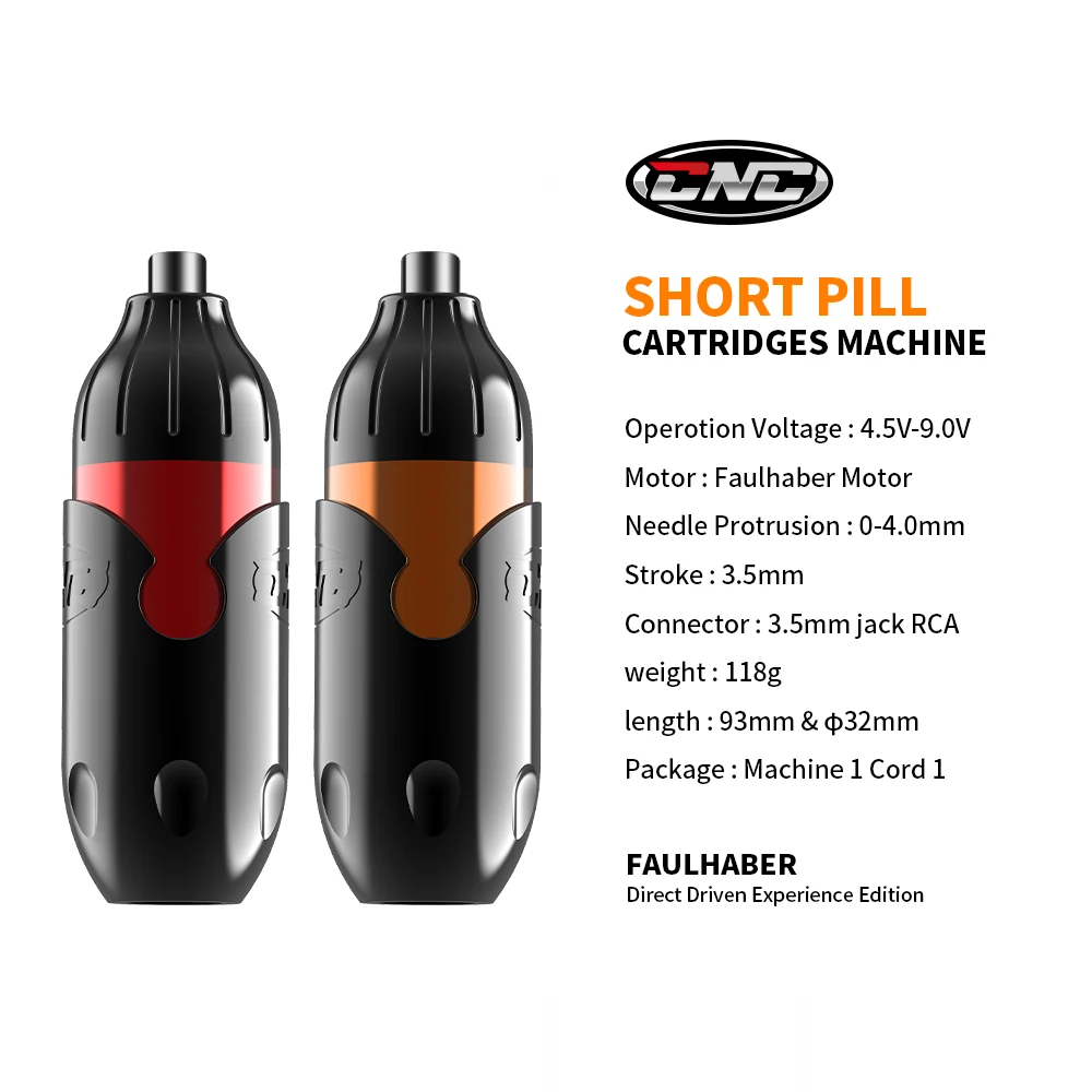 CNC Tattoo Pen Machine,Rotary Short Pen with German FAULHABER Motor and Aircraft Aluminum Alloy Carved CNC-Q3