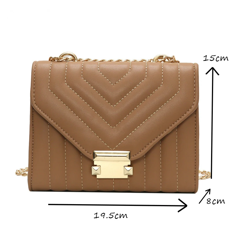 

2020 New High Quality PU Leather Women's Designer Handbag Lock Chain Shoulder Messenger BagsEuropean Fashion Female Square Bag