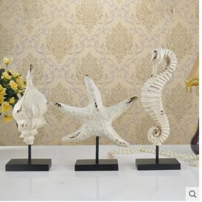 

Mediterranean style, conch sea horse starfish crafts, home office restaurant bar table decoration gifts