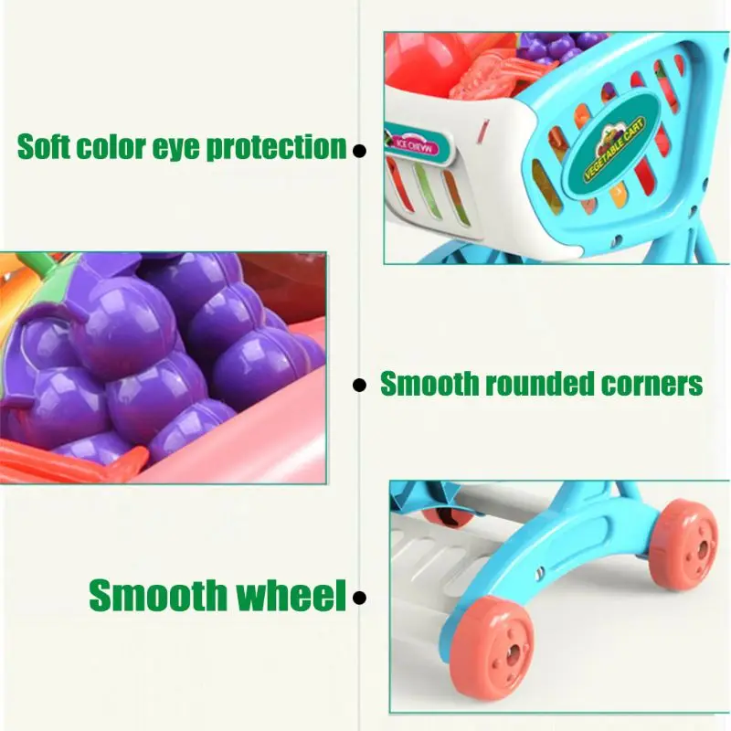 

Free Shipping Mini Kids Shopping Cart Set Toys Cuttable Fruit Vegetable Gift for Boys Girls C63C