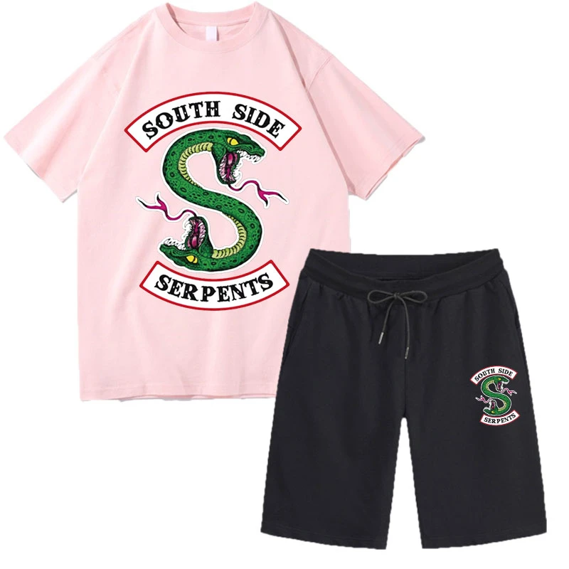

2021 Riverdale Southside Serpents Harajuku Men And Women T-Shirt + Shorts Set Snake Print T-shirt Ullzang Tshirt 90s Top Suits