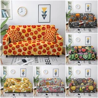 elastic sofa cover pizza burger fries pattern sofa slipcover stretch couch cover for living room sofa protector sofa decoration