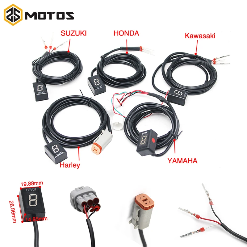 ZS MOTOS Ecu Plug Mount 6-ступенчатая передача Индикатор дисплея 1-6 ступенчатая передача индикатор подходит для Yamaha Honda Kawasaki Suzuki Harley