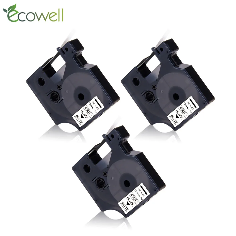 Ecowell черный на белом для 12 мм Dymo D1 45013 лента этикеток совместимая с Manager Maker 210 450 LM160