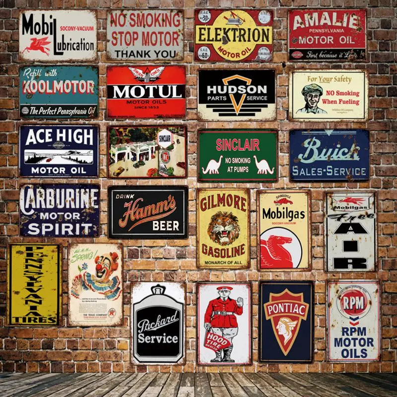 

[ DecorMan ] Sterling Vacuum Motor oil Tires Power Lube TIN SIGN Custom wholesale Mural Paintings Bar PUB Decor LT-1876