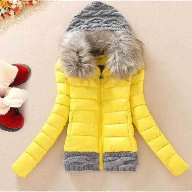 Женское хлопковое пальто с капюшоном и меховым воротником размеры до 4Xl|Женские