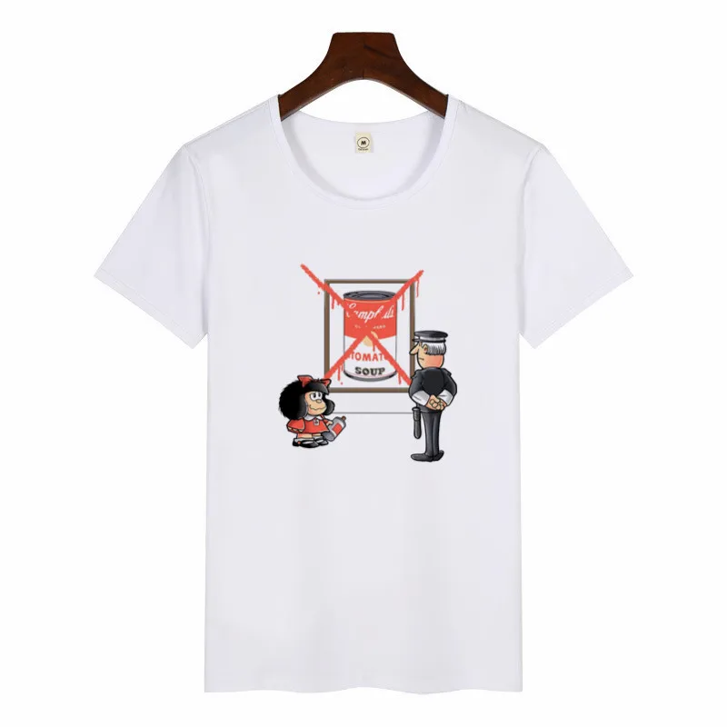 Милая футболка с принтом Toda Mafalda 2019 женские топы короткими рукавами для девочек