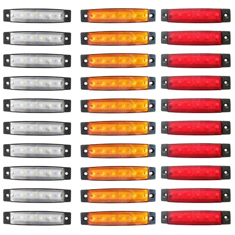 Indicador lateral de señal de freno para coche, luz LED trasera de advertencia de 12V y 24V, color blanco y amarillo, 10 piezas