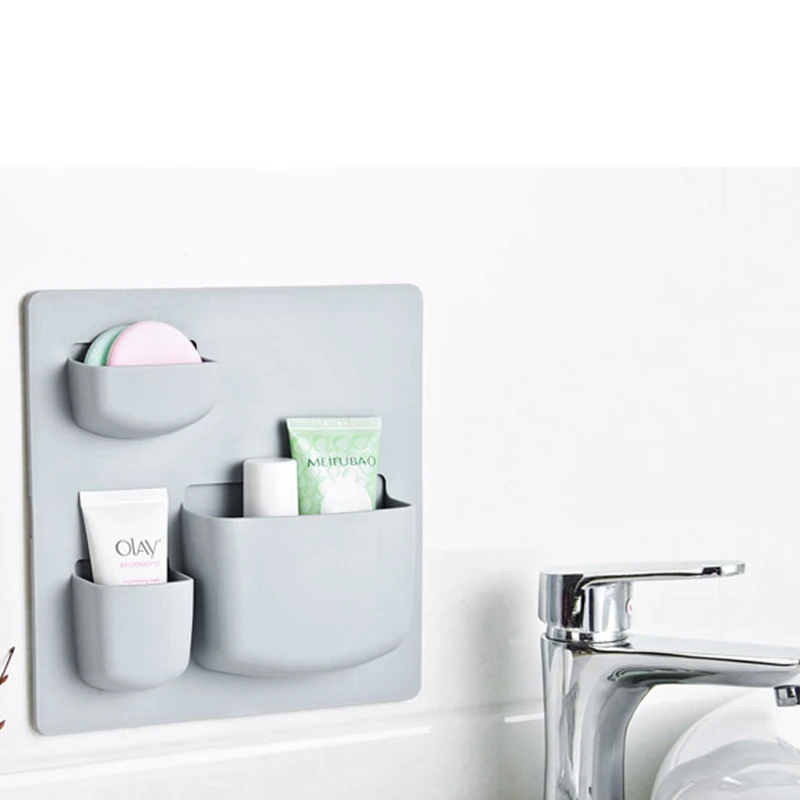 Multifunction Paste Type Punch-free Wall Hanging Rack storage Box Household Kitchen Finishing Bathroom Storage | Обустройство дома