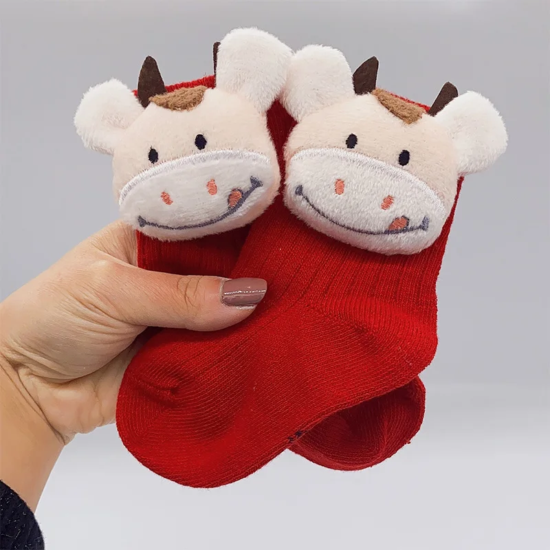 5 Pairs/lot Christmas Theme Kids Socks Cartoon Jacquard Socks Red Christmas Baby Socks for Babies Autumn Socks for Newborns