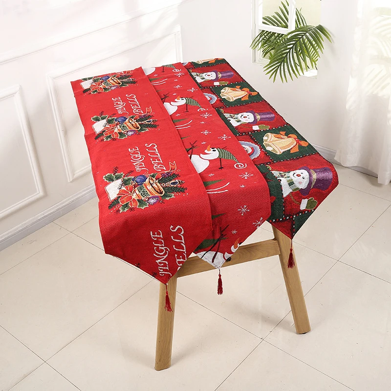 

Series4 Christmas Table Runner Snowflake Snowman Tablecloth Xmas Ornaments Home Decoration New Year Decorative Table Linen