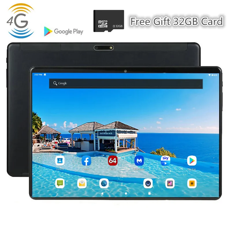 Фаблет с 10-дюймовым дисплеем MTK Core 2 SIM-карты Bluetooth Wi-Fi Android 9 0 | Компьютеры и офис