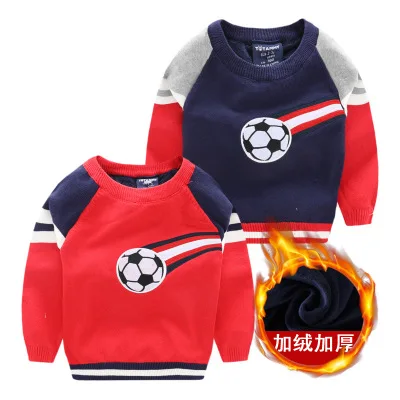 

Boys Knit Sweater Baby Winter Clothes 2021 Spring New Children's Clothing Korean Football Plus Wool Sweater Baby Knitted Outwear