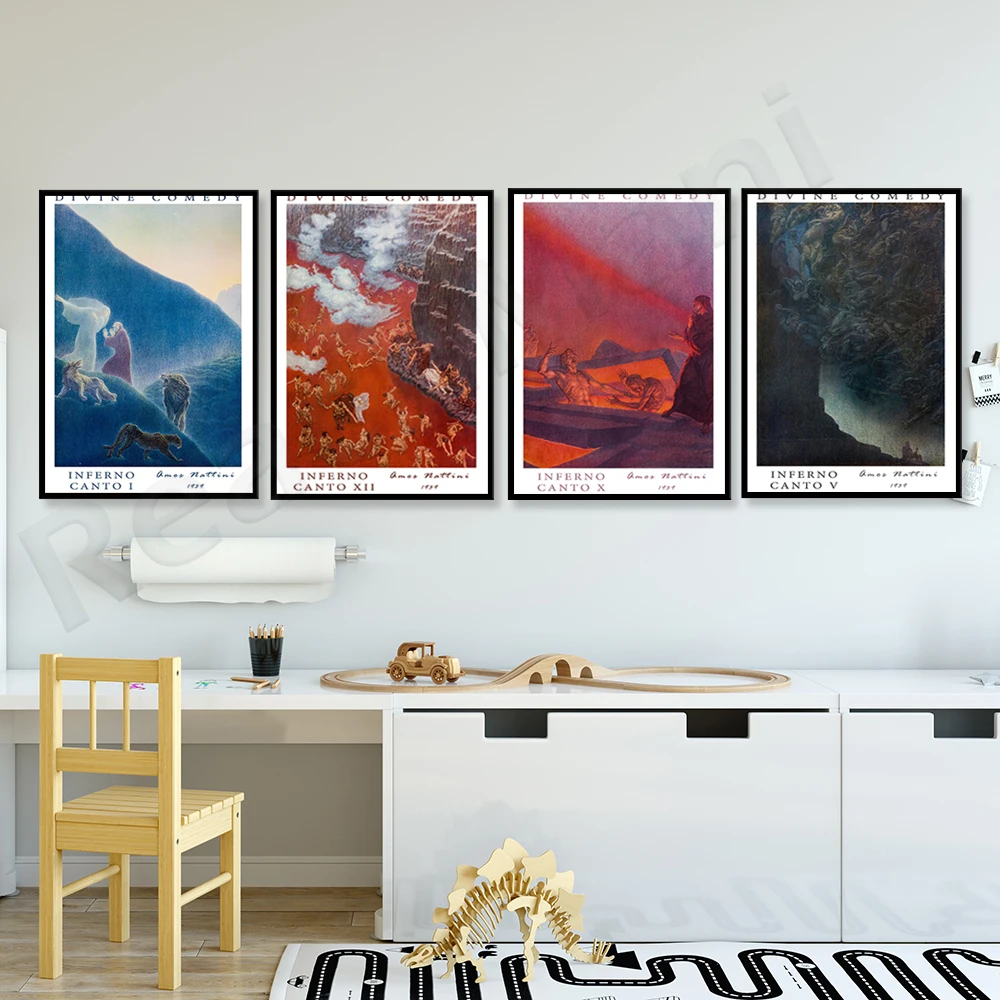 

Amos Nattini Prints • Hell Songs • Divine Comedy Illustrations • Dante Alighieri • Divine Comedy • Hells Poster