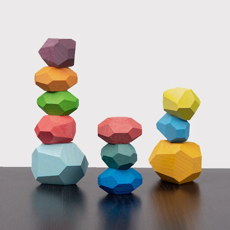 Детский деревянный цветной камень Дженга Строительный блок Обучающие игрушки