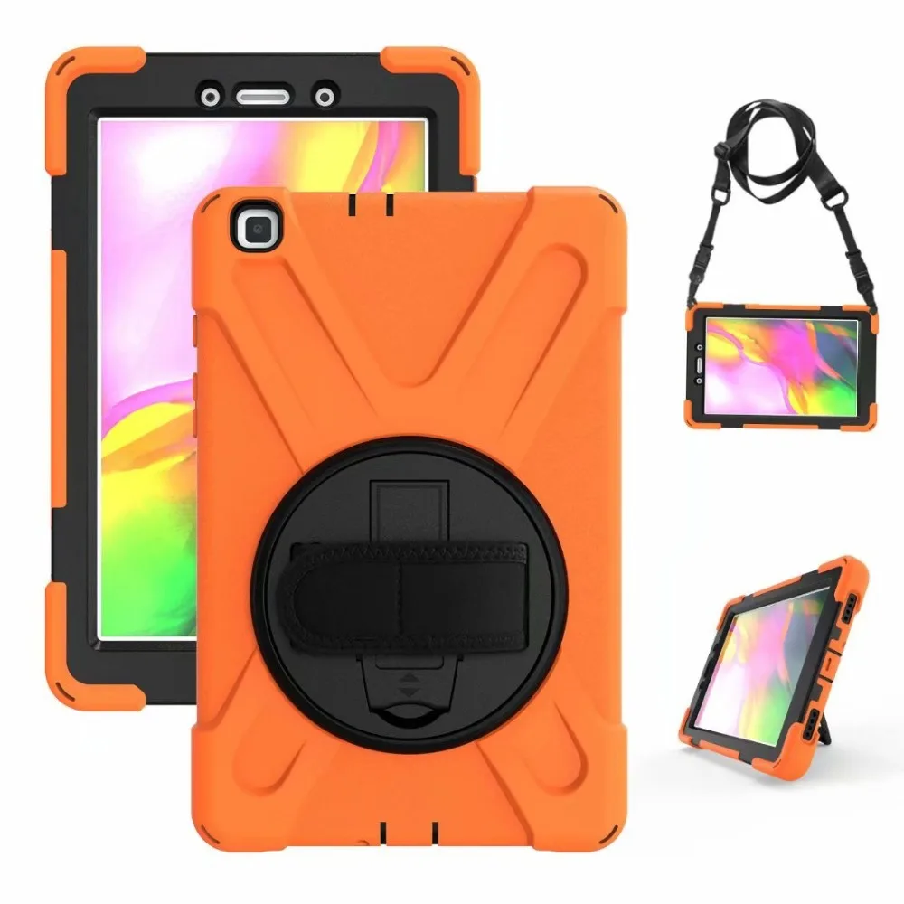 360 чехол для Samsung Galaxy Tab A 8,0 T290 T295 SM-T290 T297 Tablet Kids силиконовый Жесткий чехол+ ремешок на шею и ремешок на руку