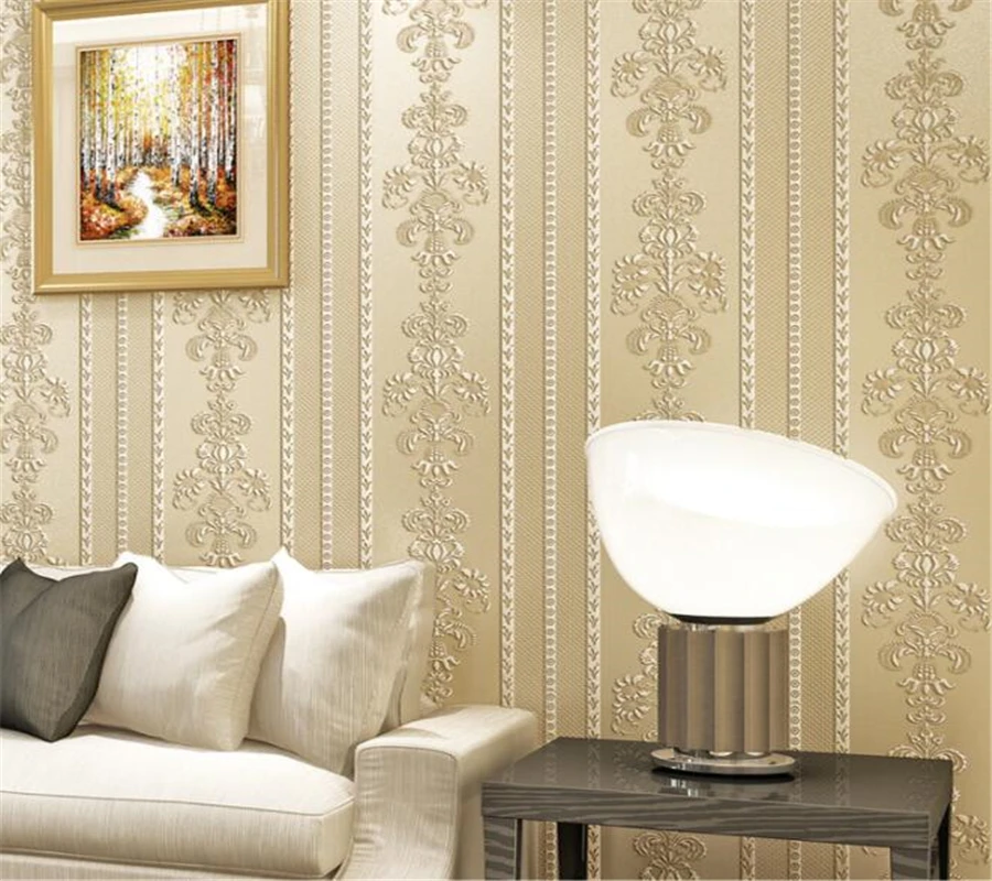 

wellyu Simple European Stereo Striped Embossed 3D Wallpaper Stylish Luxury Bedroom Living Room Background Desktop Wallpaper