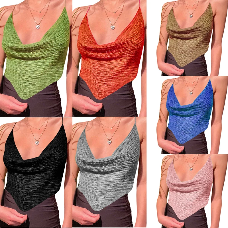 

Kayotuas Women Sweater Vest Summer Sleeveless V-Neck Backless Lace-Up Bandage Bow Khaki Orange Pink Blue Grey Black Green Tops