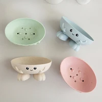 new wheat straw soap dish cartoon shape draining practical kitchen bathroom cleaning soap holder case childrens toy