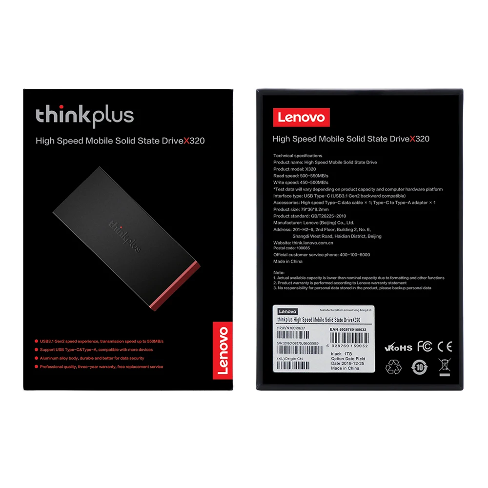 Thinkplus внешний ssd 500 Гб портативный USB 3 1 type-c gen2 10 ГБ/сек. высокоскоростной мобильный