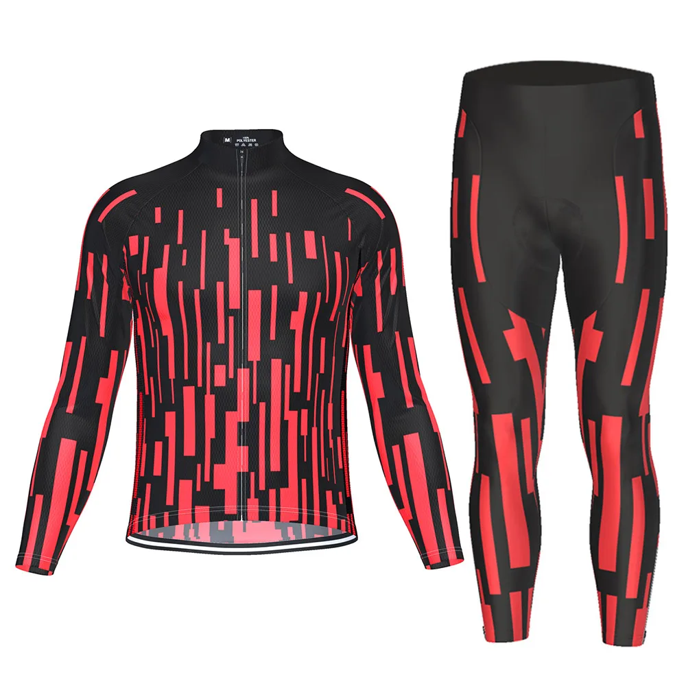 HIRBGOD New Men Breathable Cycling Clothes Set Pro Team Long Sleeve Jersey Men Suit Outdoor Sportful Bike MTB Clothing,TYZ084-14