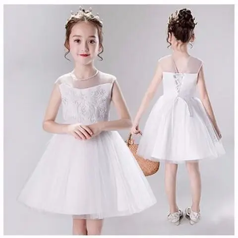 Детские платья для девочек вечерние из тюля с цветочным кружевом летняя одежда