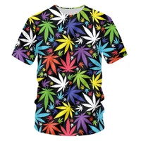 ifpd euus size 3d print o neck t shirts maple colorful leaf streetwear weed plant men women fashion t shirt harajuku plus size