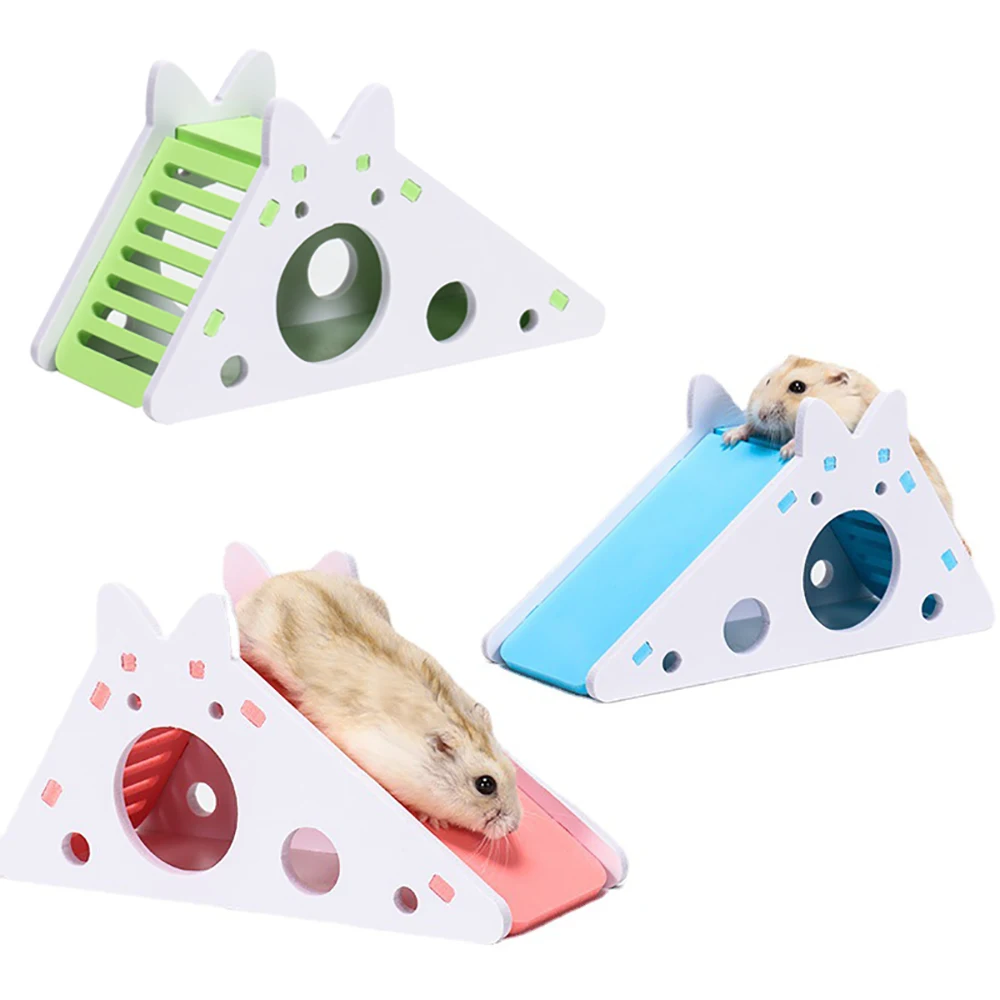 

Cute Small Pets Plastic Toys Hamster Guinea Pig Sleeping Bed Rats Mice Rodents Hidden Toy With Ladder Slide Diy Cage Accessories