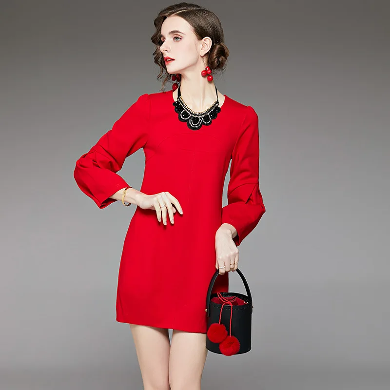 Chic Autumn and Winter New Fashionable Slim Fit Slimming Celebrity Style Tuxedo Dress Design Sense Large Size