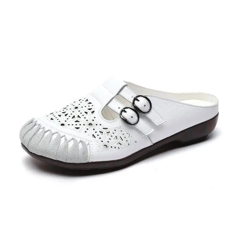 

2021 new arrival fashion big size 41 42 female summer genuine leather flats loafers women breathable shoes
