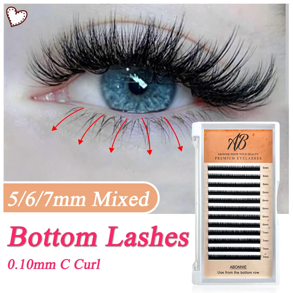 

Abonnie Matte Black Bottom Lashes Extension Premium Individual Eyelashes Lower Lashes Natural Fluffy Mink Cilios