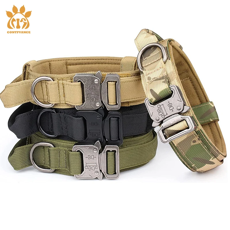 

Военный Тактический ошейник для собак средней яркости для обучения ходьбе немецкий Шепард 1000D нейлоновый двойной собачий ошейник